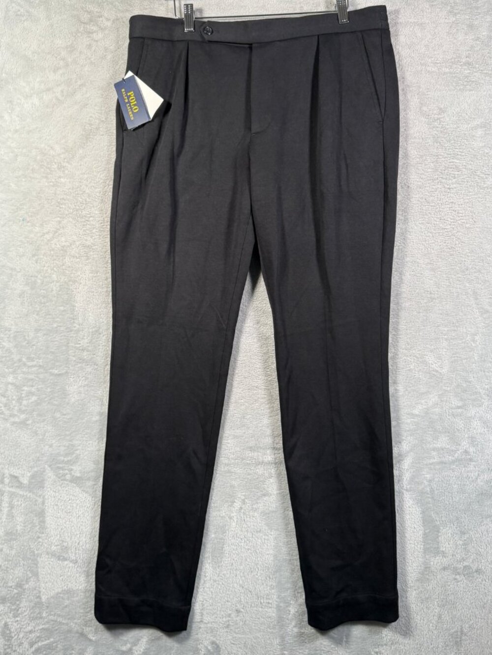 Polo Ralph Lauren Pants Mens 36x32 Black Pleated Double Knit Suit Trouser $198